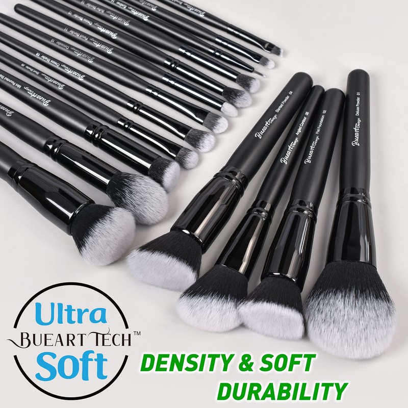 Bueart Design 16Pcs ULTRA SOFT Black labeled DENSE HAIR Makeup
