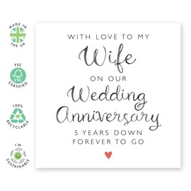 5th Anniversary Card for Her - '5 Years Of Us Text Wife' - Gifts for Spouse, Honey, Darling, Ladies, Women, Other Half - Lifetime Commitment - Comes with Fun Stickers