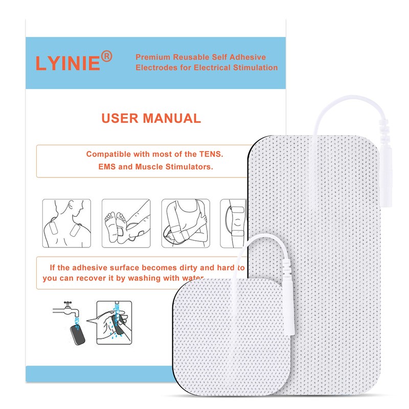 LYINIE TENS Unit Pads 32Pcs, 3rd Gen Reusable Latex-Free Replacement