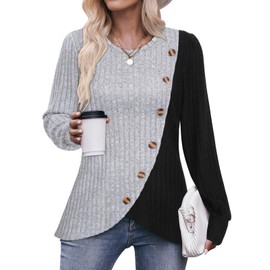 Flikity Women's Jumpers, Crew Neck Jumper Women Long Sleeve Tops Pullover Sweater for Women Going Out Tops Ladies Jumpers Size 12-14 Spring Fall Winter Tops Grey M