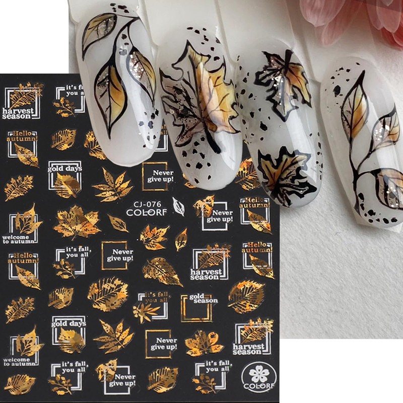 Maple Leaf Nail Art Stickers Decals Fall Nail Stickers 6PCS