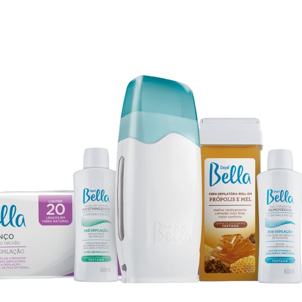 Depil Bella Roll On Wax Kit for Hair Removal | Honey and Propolis Formula | Suitable for Sensitive Hair | At-Home and Professional Waxing | Includes Warmer Device. Roll on Wax and Accessories
