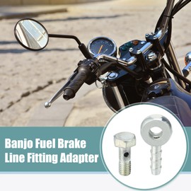 ACROPIX 6mm ID 6mm OD Banjo Bolt Hose Barb Fittings Universal Fuel Line Adapter Connector for Motorcycle Car Silver Tone Copper Tone - Pack of 4
