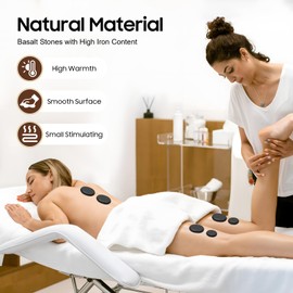 simimasen Hot Stones Massage Set, 20PCS Massage Stones, Portable Massage Stone Heater Kit with Heating Box for Home Spa