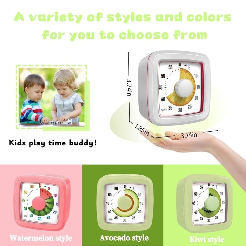 Kids Visual Timer for Kitchen,Classroom,Cooking,Learning,Bedroom,Office, 60-Minute Countdown Pomodoro Timer for