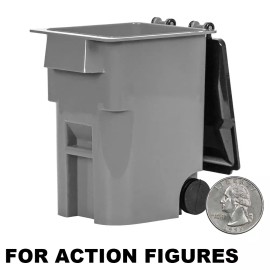 Figures Toy Company Set of 3 Gray Trash Cans With Lid & Wheels for WWE & AEW Figures