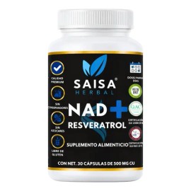 Nad+ 30 Cápsulas | Resveratrol | Suplemento Alimenticio | Sin gluten Saisa Herbal | Antienvejecimiento Salud celular, Energía Celular | Sabor Neutro