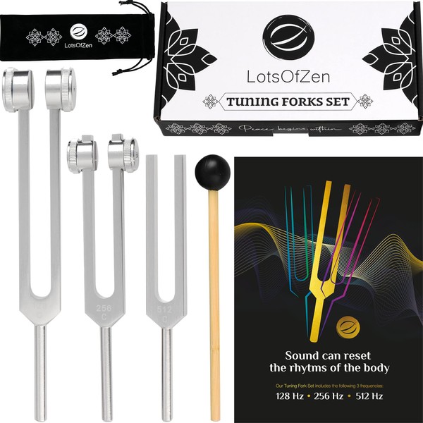 Tuning Forks for Healing (128Hz, 256Hz, 512Hz) — Body Weighted Tuning Forks Medical for Healing Chakra Set — Ideal Spiritual Gift for Women — Tuning Fork Set Frequency Healing Devices