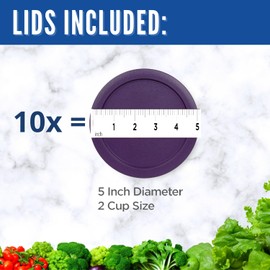 Replacement Lid for Pyrex 5" Storage Plastic Cover 2 Cup Bowl 7200-PC Purple (10-Pack)