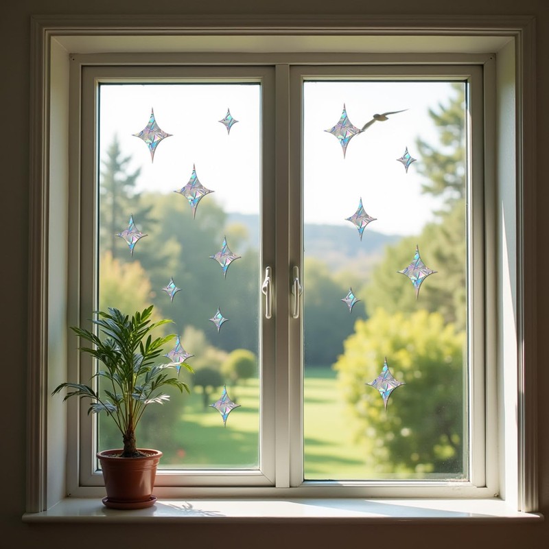Pack of 39 Prism Window Stickers for Bird Strikes, Anti