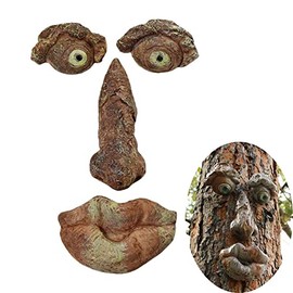 Romeeton Tree Hugger Resin Old Man Bark Ghost Face Funny Tree Face For Yard Decoration Easter Christmas (B)