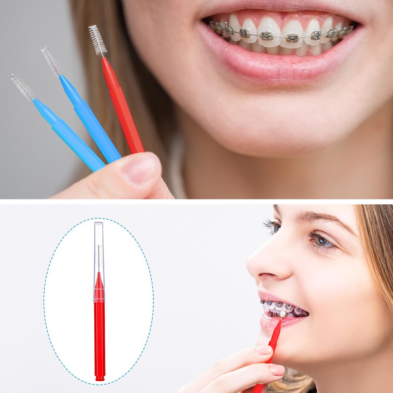 Patelai 100 Pieces Braces Brush for Cleaner Interdental Brush Toothpick