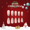 Long Christmas Press on Nails White Snowflake Fake Nails with