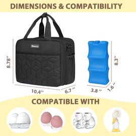 Mancro Breastmilk Cooler Bag for Travel Fits Baby Bottles Up to 9Oz, Breast Pump Bag with Cooler Compatible with Momcozy/Medela/Elvie/Willow Breast Pump and Waterproof Mat, Black