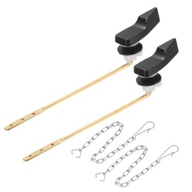 sourcing map 2Set Front Mount Universal Toilet Handle Replacement Kit with Chain, Toilet Tank Lever Flush Handle, 702 Black