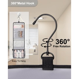 Travel Hanging Toiletry Bag with Makeup Brush Board, Portable Toiletries Bag with Hanging Hook, Water Resistant Wash Bag, Makeup Organizer with Cosmetics for Full Sized Travel Essentials - Black