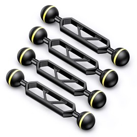 Seafrogs Aluminum Alloy Underwater Extension Arm, 1" Ball to YS Head Adapter, Carbon Fiber Dual Ball Arm for Strobe, Video Light, Diving Tray(AM-16-4PCS)