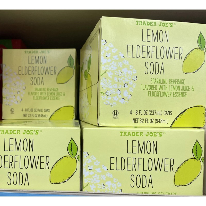 TRADER JOE'S LEMON ELDERFLOWER SODA 4 - 8.4 FL OZ