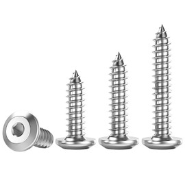 Qrity Pack of 20 304 Stainless Steel Self-Tapping Screws, M6 x 45 mm Flat Head Screws, Wood Screws, Hex Socket Screws for Construction and Repair
