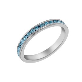 Tuscany Silver Women's Sterling Silver 2 mm Light Blue Crystal Eternity Stacking Ring, Size P