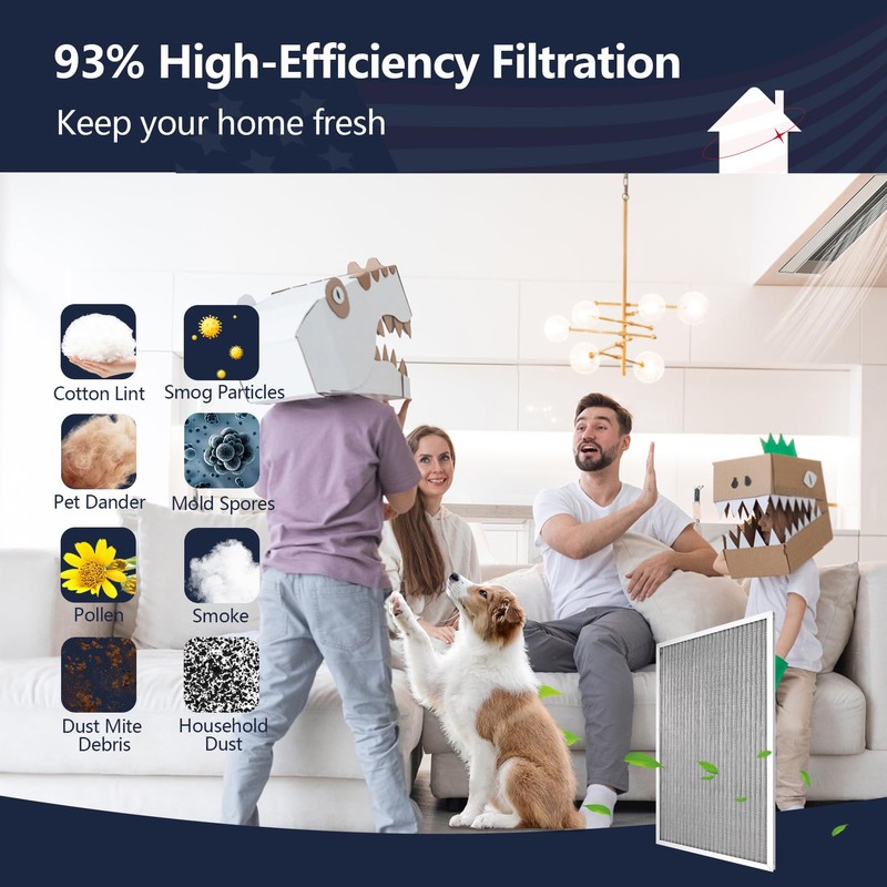 Demiwise 24x24x1 Electrostatic Air Filter, Washable & Reusable Aluminum AC/HVAC