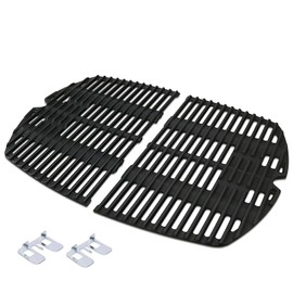 Shengyongh CC7645 (2-Pack) 21.5 x 15.3 inches Cast Iron Cooking Grid Grates Replacement for Weber Q200 Series, Q2000 Series, Q2200, Q2400, 53060001 Grill Models, Replacement for Weber 7645