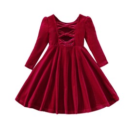 MISOAMISO Children's Dress, Christmas Costume, Red Dress, Velvet Fabric, Santa Costume, Girls, Christmas, New Year, Birthday, red
