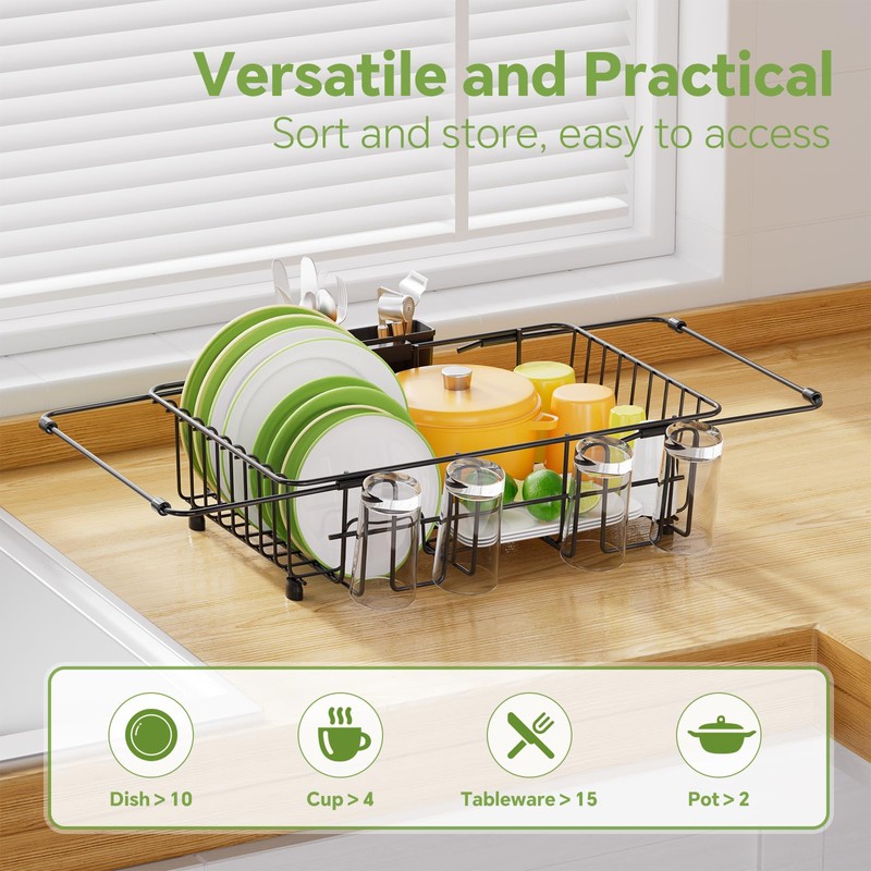 Simple Trending Expandable Dish Drying Rack in Sink, Adjustable Dish