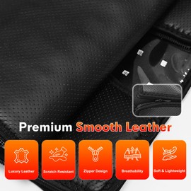 Anzqul Red Light Therapy for Feet, 320 LEDs Dual Wavelength Leather Red Light Therapy for Foot, Easy to Clean with Film and Detachable by Zips, Relieves Foot Pain with Remote Controls (Black I)