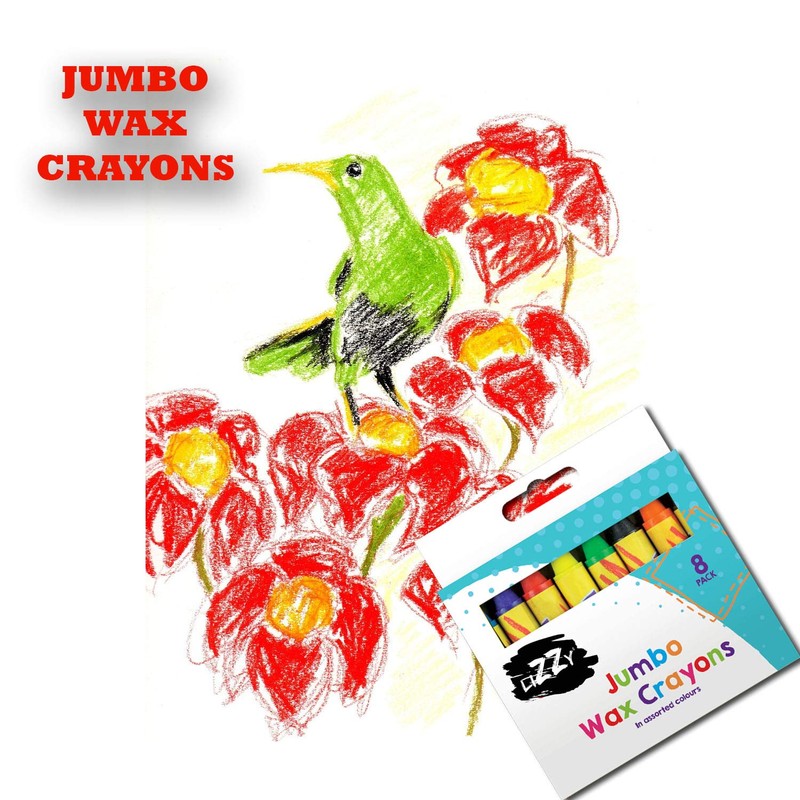Lizzy Jumbo Wax Crayons | 8 Pack | 10.5cm in