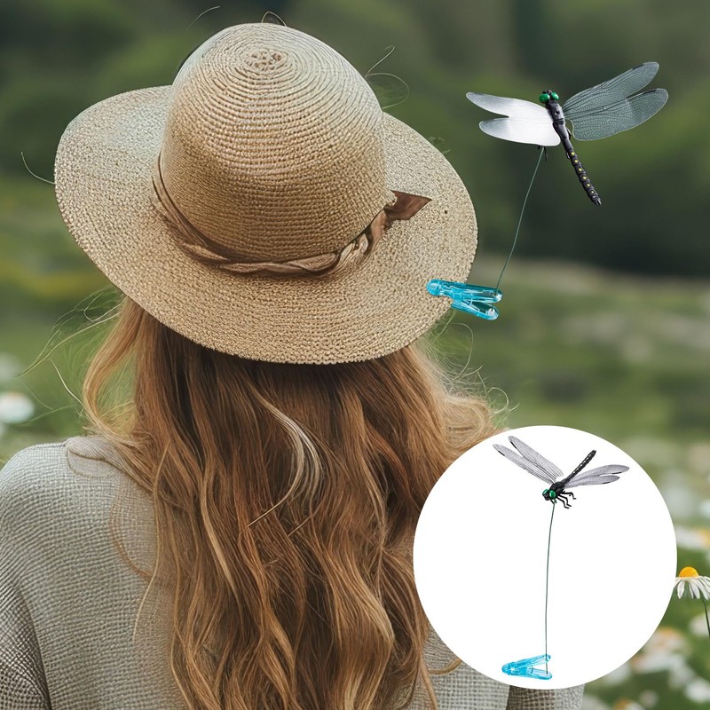 BEIQIYA Dragonfly Clips, Artificial 3D Simulation Dragonflies Hat Clip, Fly