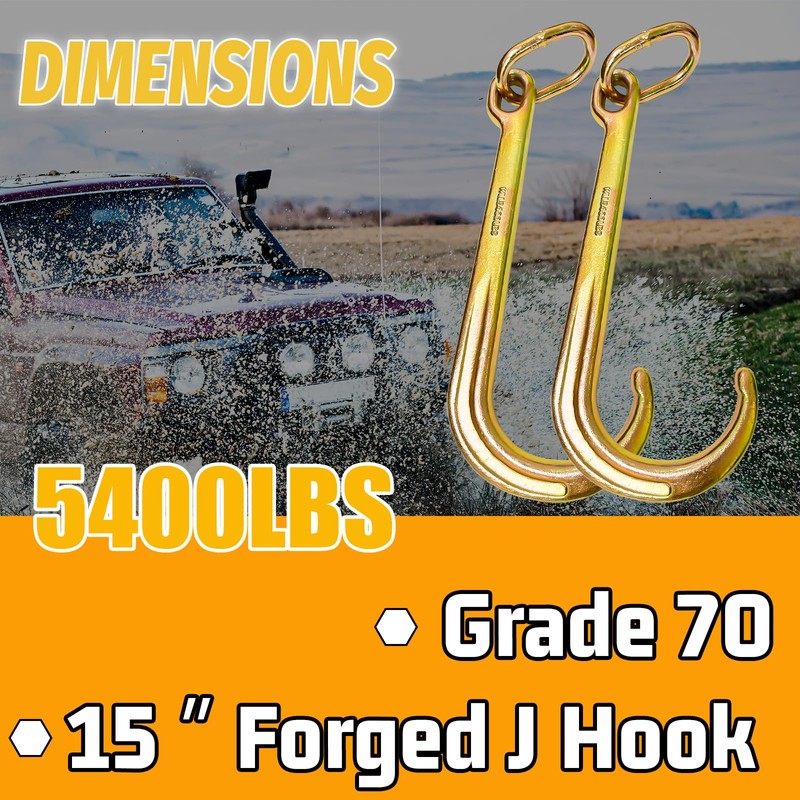 SENKEYFE 15 Inch J Hook G70 Heavy Duty Towing Hooks