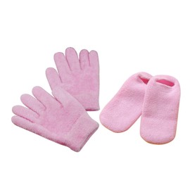 DOITOOL 2 Pairs Moisturizing Spa Socks Gloves for Foot Spa Essential Oil Infused Gel Skin Softening Dry Cracked Feet Hands Repair