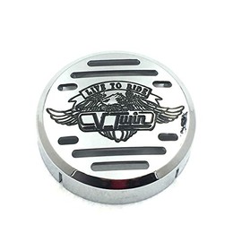 NBX- Chrome Horn Cover with Black Logo for Compatible with 1998-2013 Yamaha V-Star 650 / Classic/Custom for 1999-2009 Yamaha V-Star 1100 / Classic/Custom/Silverado for 1995-2006 Kawasaki Vulcan 801