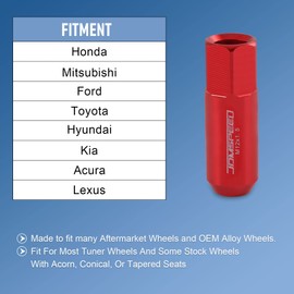 JDMSPEED - Tuercas de aluminio extendidas de 60 mm de repuesto para llantas M12 x 1.5, 20 unidades