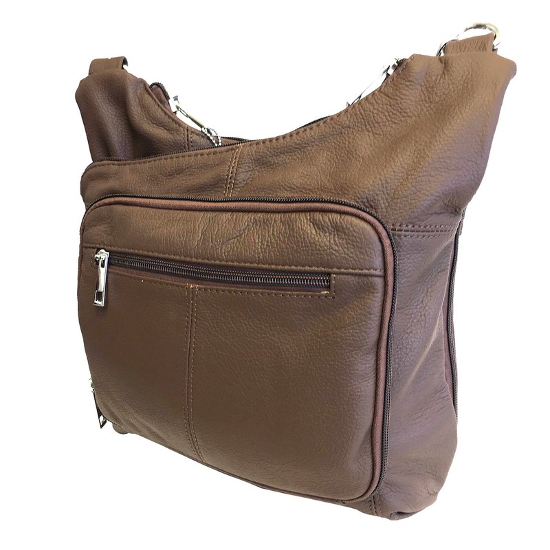 ROMA LEATHERS Stylish Leather Locking Concealment Crossbody Purse - CCW