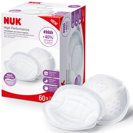 NUK High-Performance Disposable Breast Pads with Instant Absorbent Fleece | Breastfeeding Pads | Individual Packaging | +40% More Absorbency | Pack of 60
