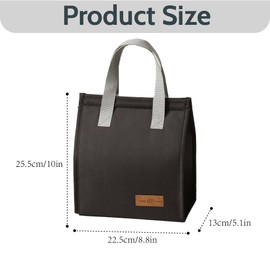 HEVIBK Lunch Bag, Small Lunch Bag, Foldable Insulated Bag, Thermal Bag with Foil Lining, Lunch Bag for On the Go (Black)