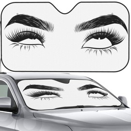 VunKo Front Window Car Sun Shade Windshield- Funny Female Eyes Foldable Cute Funny Sunshade for Car Truck SUV-Blocks Uv Rays Visor Shield Cover Keep Your Vehicle Cool Medium