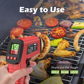 KeeKit Digital Infrared Thermometer Gun - Handheld Laser Temp Gun with Adjustable Emissivity, Non-Contact Thermometer for Cooking, BBQ, Oven, Fridge (Not for Human)