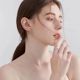 KZX Cat Dog Paw Print Ring 925 Sterling Silver Infinity Paw Ring Moonstone Pet Ring for Women Mom Mother Sister Pet Owners (size 7)