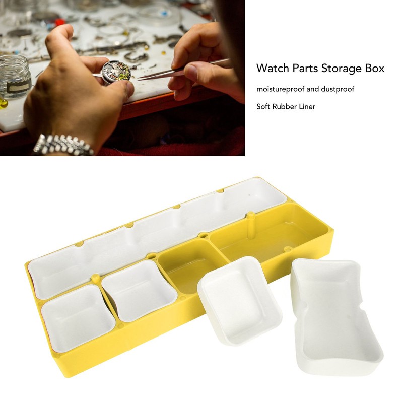 Watch Parts Storage Box Stackable 5 Compartments Acrylic Rubber Watch