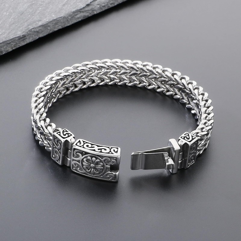 Azubpi Men's 316 Stainless Steel Gothic Viking Bracelet - Flower