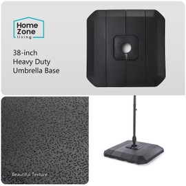Home Zone Living 168lb Offset Cantilever Fillable Patio Umbrella Base Stand, 18in, Pole Holder, Water, Sand, Fits Poles Up to 1.9”(48mm) Diameter, UV Resistant, Lawn, Deck, Backyard, Garden, USA-Based