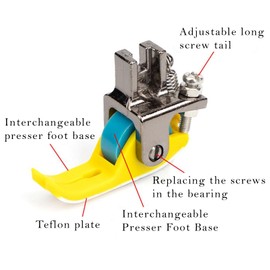 Roller Sewing Presser Foot,Adjustable Steel Sewing Foot, Replacement Part Narrow Wheel Presser Foot,Suitable for Most Industrial Sewing MachineDurability Steadilty Sewing Machine Edge Guide Bar