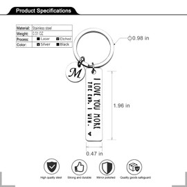OUMILAN I Love You More The End I Win Keychain with 26 Letters for Boyfriend Girlfriend Couple Him Her Bithday Valentines Day Gifts, Letter M Silver, middle