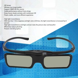 DLP 3D Glasses HD Lens 1080P Active Shutter Glasses, Wearable for Myopic People with DLP Link 3D Projectors