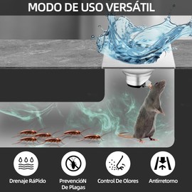 SUNOTLE Renaje de Piso 120 * 120mm Cuadrado - Drenaje de Piso Cuadrado Acero Inoxidable Coladeras de Desagüe Coladera Universal Zero olores Cubierta y Bisel con Check Anti-olores y Tapa Higiénica