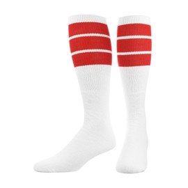 TCK Retro 3 Stripe Tube Socks (Red, Small)