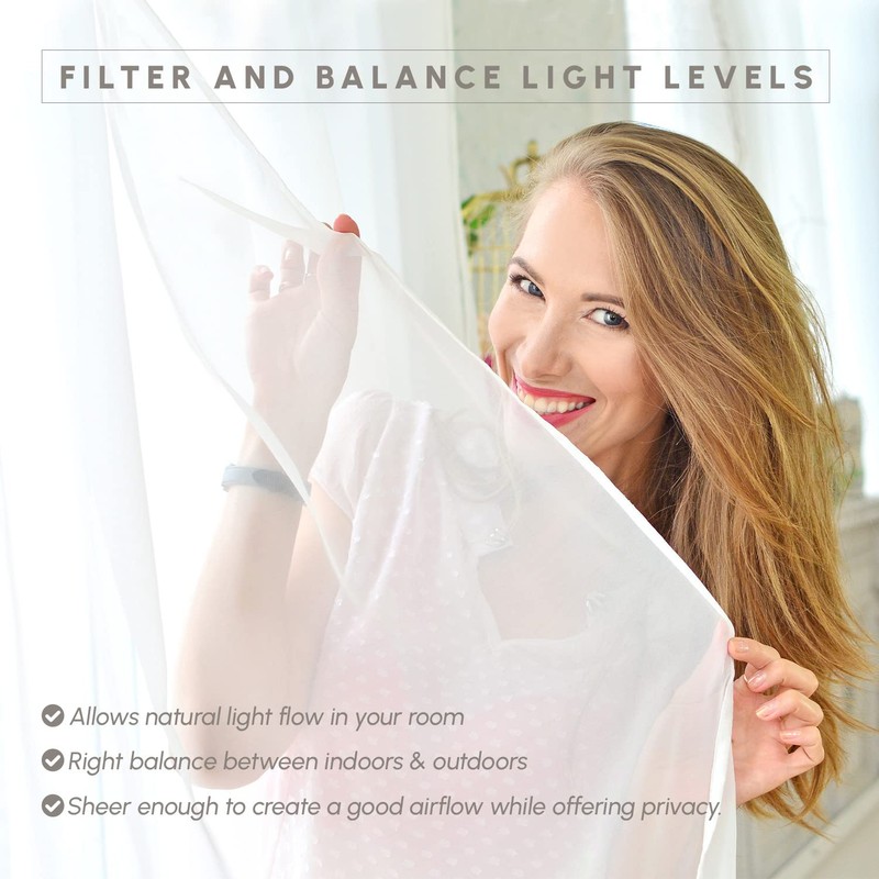Elegant Comfort 2-Piece Sheer Panel with 2inch Rod Pocket -